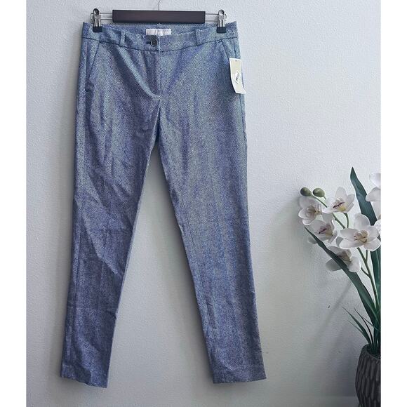 NWT Michael Kors Cotton Blend Tailored Ankle Pants Blue White Women's Size 2 - Picture 1 of 7